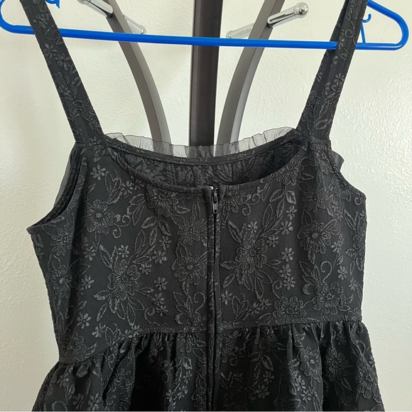 Trixxi Black Floral Whimsigoth Fairy Goth Glam Grunge Babydoll Dress Medium - Picture 6 of 6